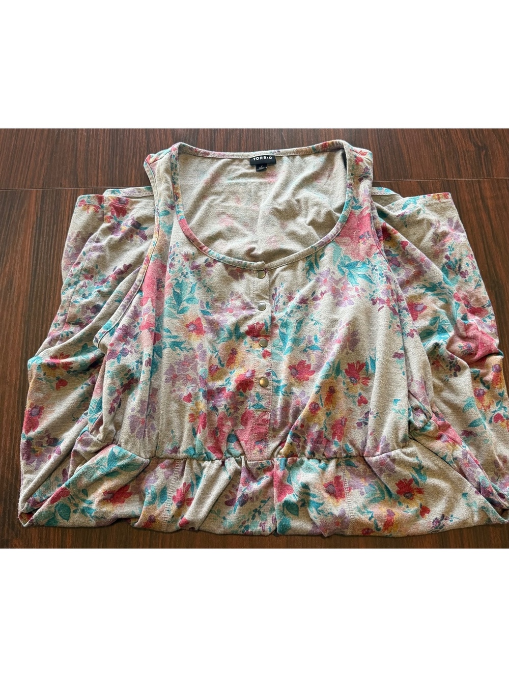 Torrid Women’s Gray Floral Pocket Tank Dress Snap Front Cinched Waist Size 2X